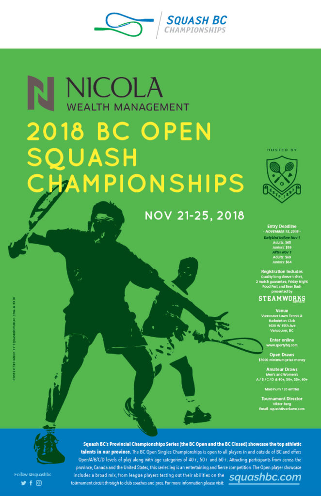 2018 Nicola Wealth BC OPEN Squash Championships